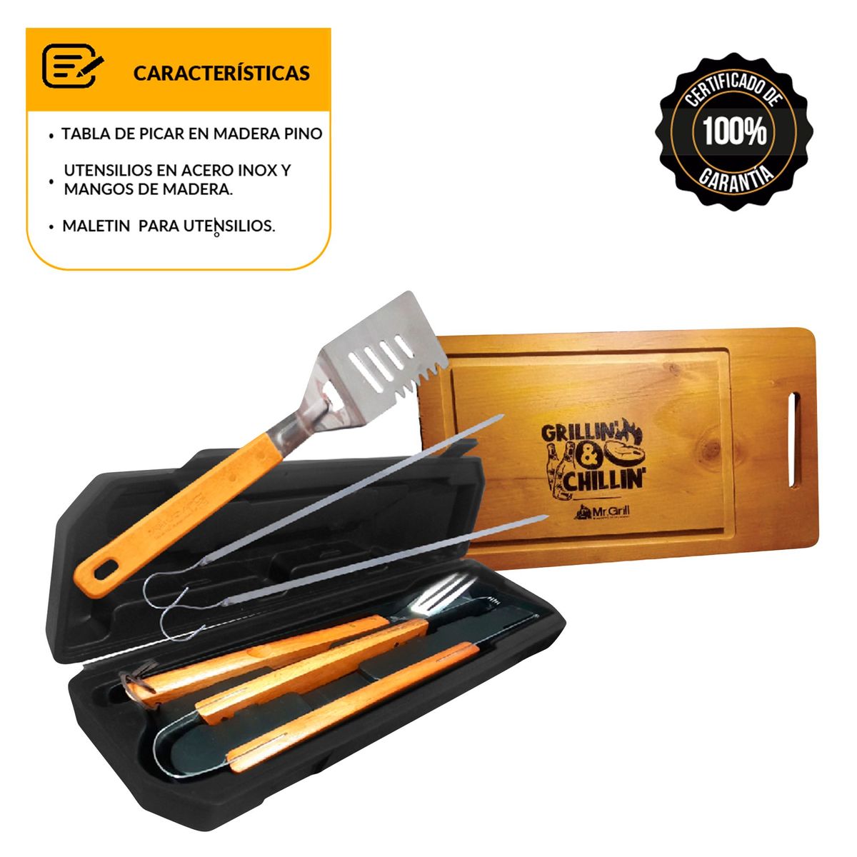 MR GRILL - Combo Mr Grill Tabla Parrillera + BBQX4