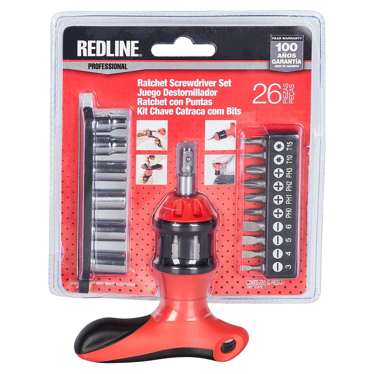 REDLINE - Desarmador Ratchet 26 Piezas