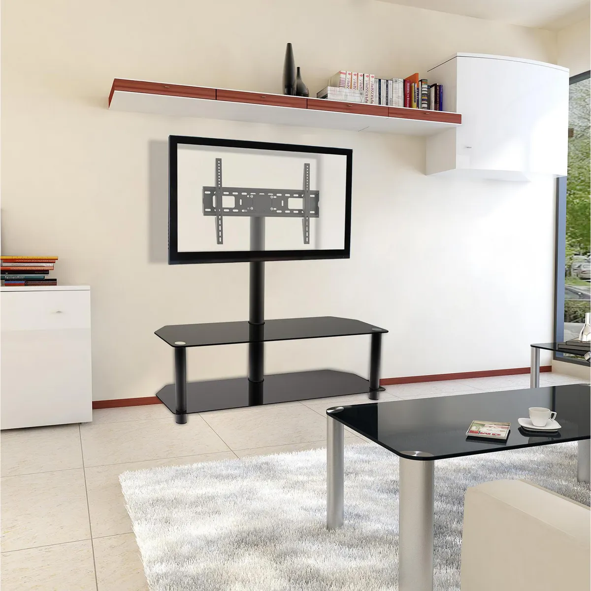 DAIRU - Mesa TV con Rack 55" Negro