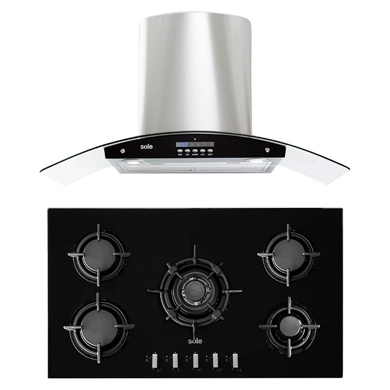 SOLE - Combo Sole Cocina Empotrable 5 Hornillas SOLCO033 + Campana Decorativa 90cm TURE63CO