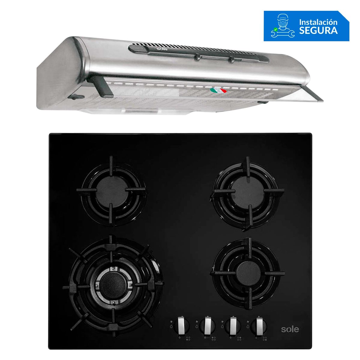 SOLE - Combo Sole Cocina Empotrable 4 Hornillas SOLCO034 + Campa Lineal 60cm TURE46CO
