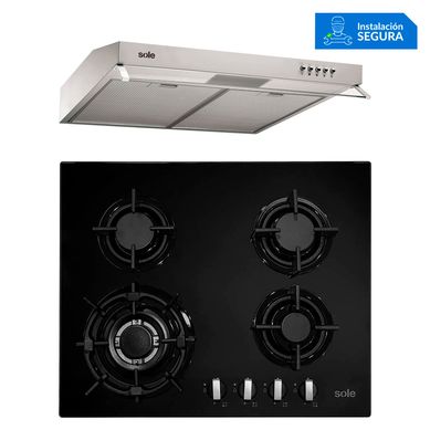 Combo Cocina a Gas SOLCO034 + Campana Extractora TURE15CO