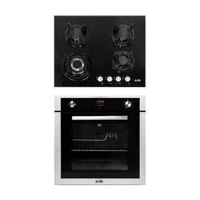 Combo Encimera Empotrable A Gas 4 Hornillas SOLCO034 + Horno Empotrable A Gas 70L SOLHO007 Sole