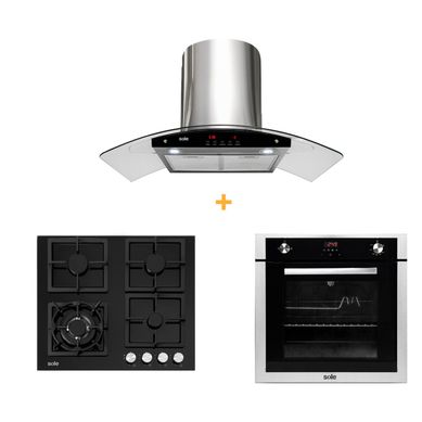 Combo Cocina a Gas SOLCO040 + Campana Extractora TURE63CO + Horno a Gas SOLHO007