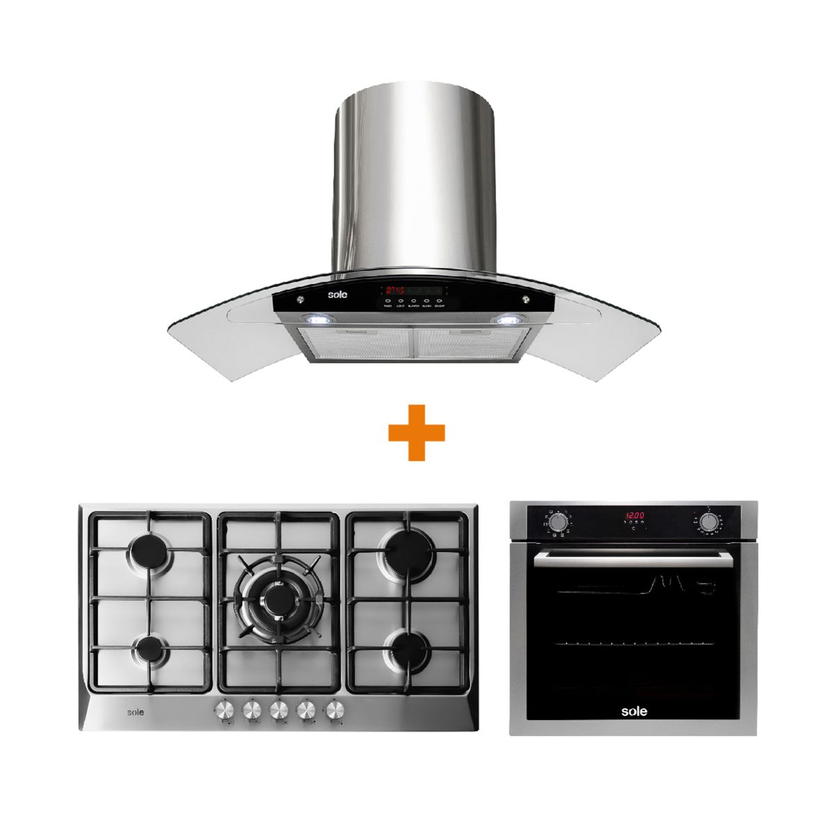 SOLE - Combo Cocina a Gas SOLCO038 + Campana Extractora TURE63CO + Horno Eléctrico SOLHO012