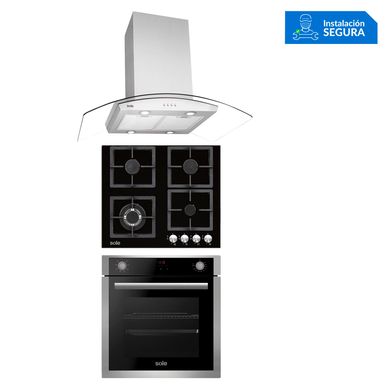 Combo Cocina a Gas SOLCO040 + Campana Extractora TURE66CO + Horno El�ctrico SOLHO012
