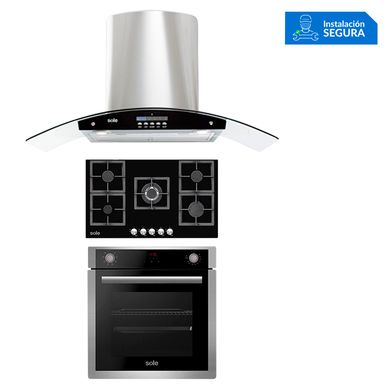 Combo Cocina a Gas SOLCO041 + Campana Extractora TURE63CO + Horno Elctrico SOLHO012