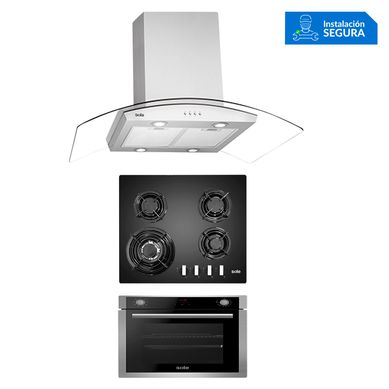 Combo Cocina a Gas SOLCO034 + Campana Extractora TURE66CO + Horno Elctrico SOLHO012