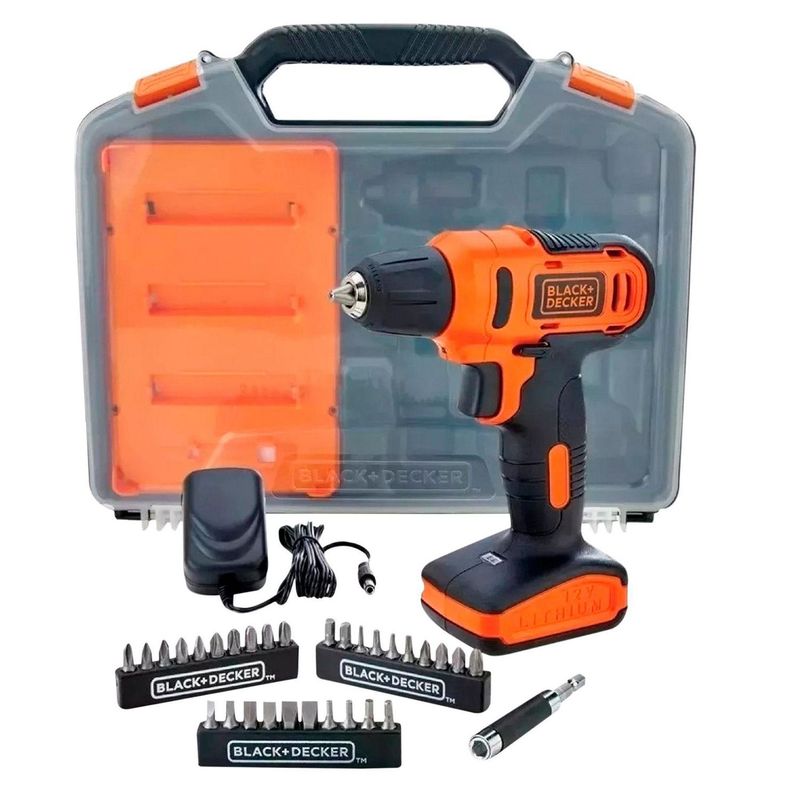 BLACK+DECKER - Taladro Atornillador Inalambrico Black+Decker 3/8" 12V + 33 Accesorios LD12SC 