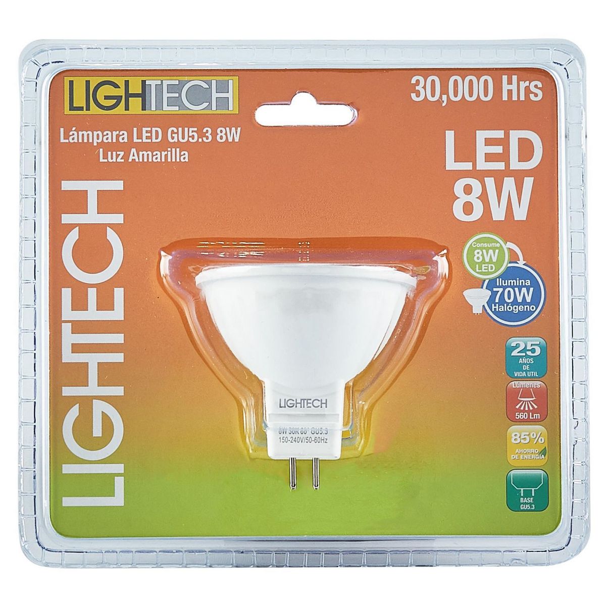 LIGHTECH - Foco Dicroico LED 8W GU5.3 Luz Calida