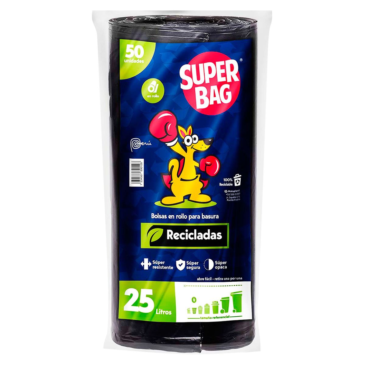 SUPERBAG - Bolsa Para Basura Rollo de 25 Litros 50und