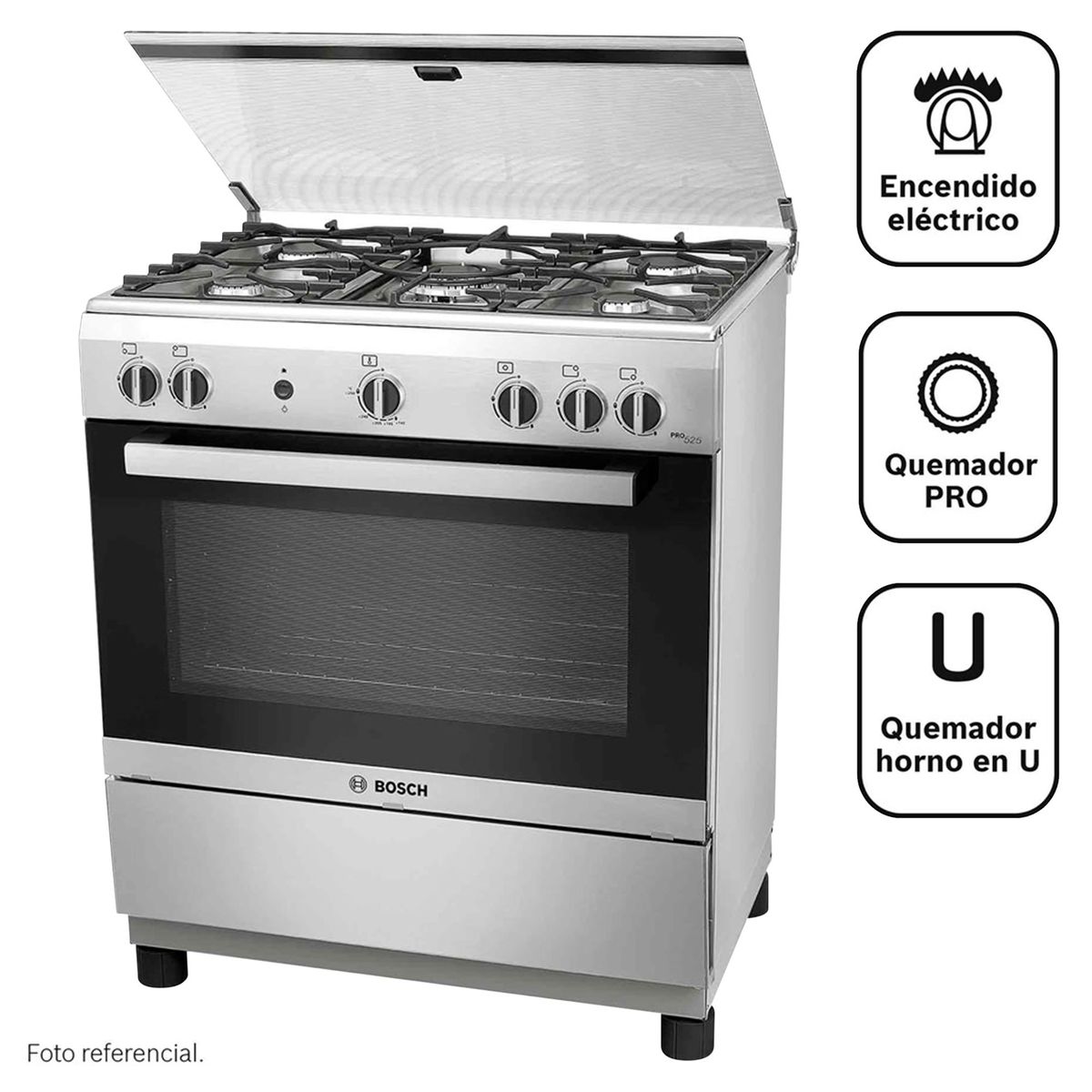 BOSCH - Cocina Bosch a Gas 5 Hornillas PRO525 IX Inox
