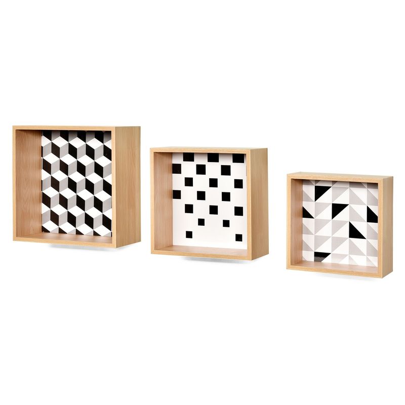 JUST HOME COLLECTION - Set 3 Repisas con Diseños Cubos