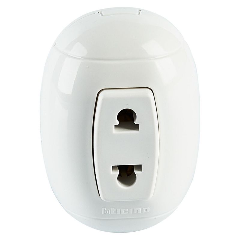 BTICINO - Tomacorriente Simple Oval Blanco
