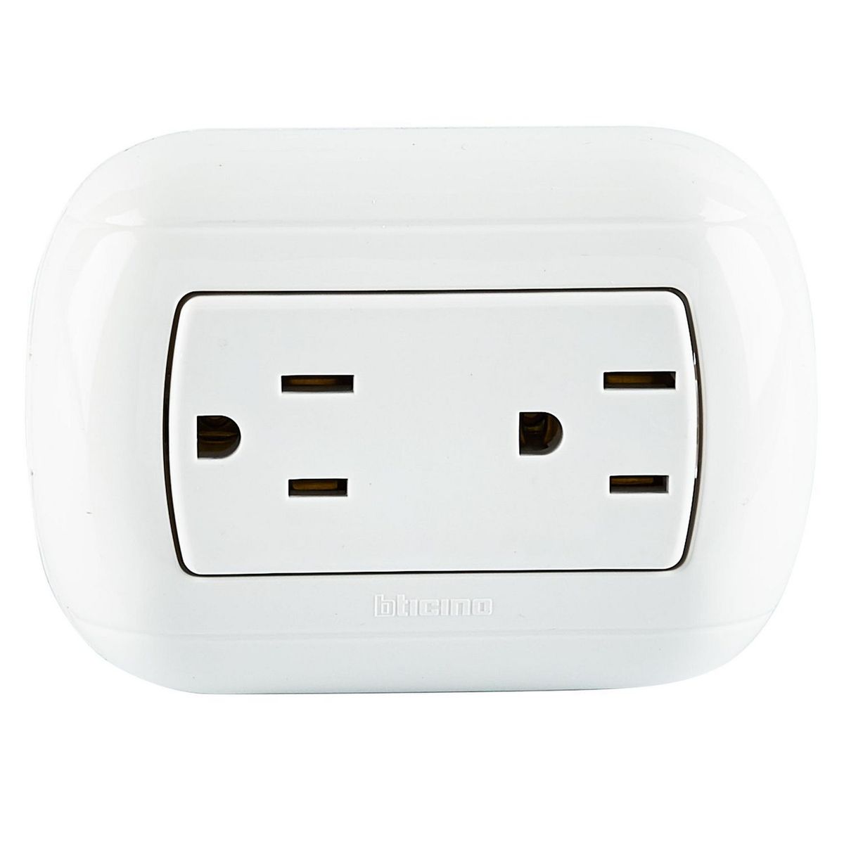 BTICINO - Tomacorriente Doble Americano Oval Blanco