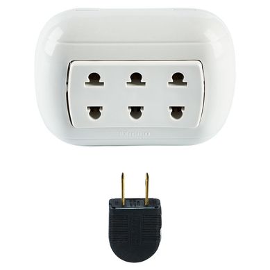 Tomacorriente Triple + Enchufe Oval Blanco