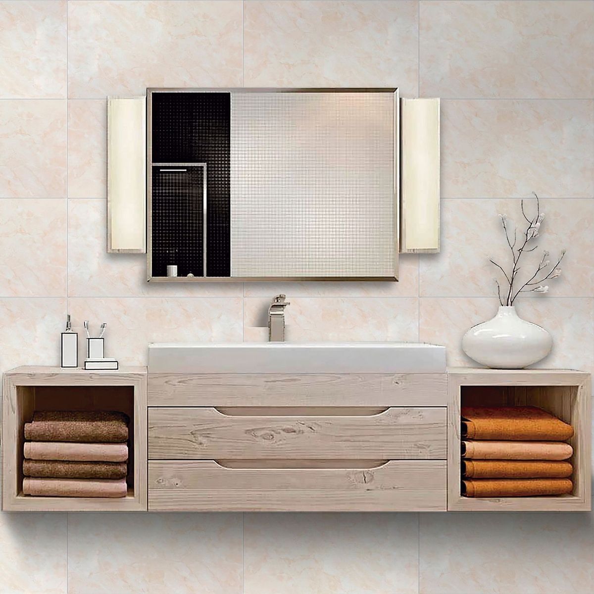 HOLZTEK - Cerámica Beige Marmolizado 20X30cm 1.5m2 Marmol Beige