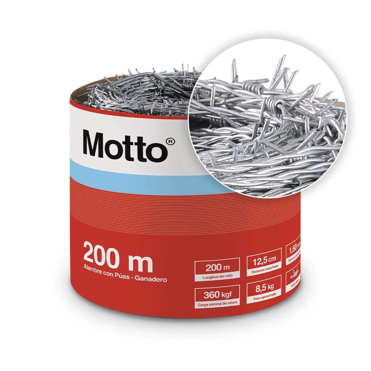 PRODAC - Alambre con Púas Motto 200m y 0.1 cm diám. x 8.5kg