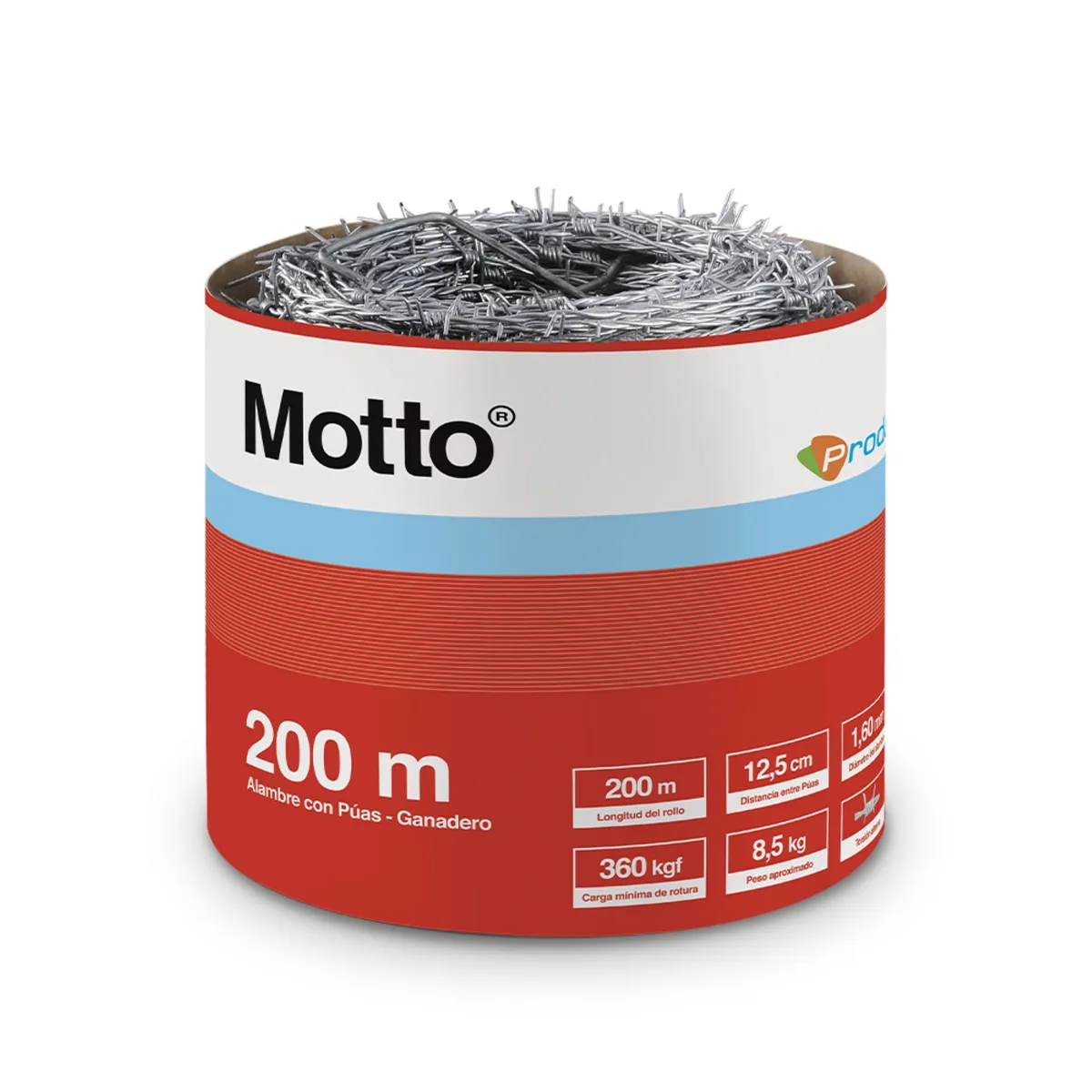 PRODAC - Alambre con Púas Motto 200m y 0.1 cm diám. x 8.5kg