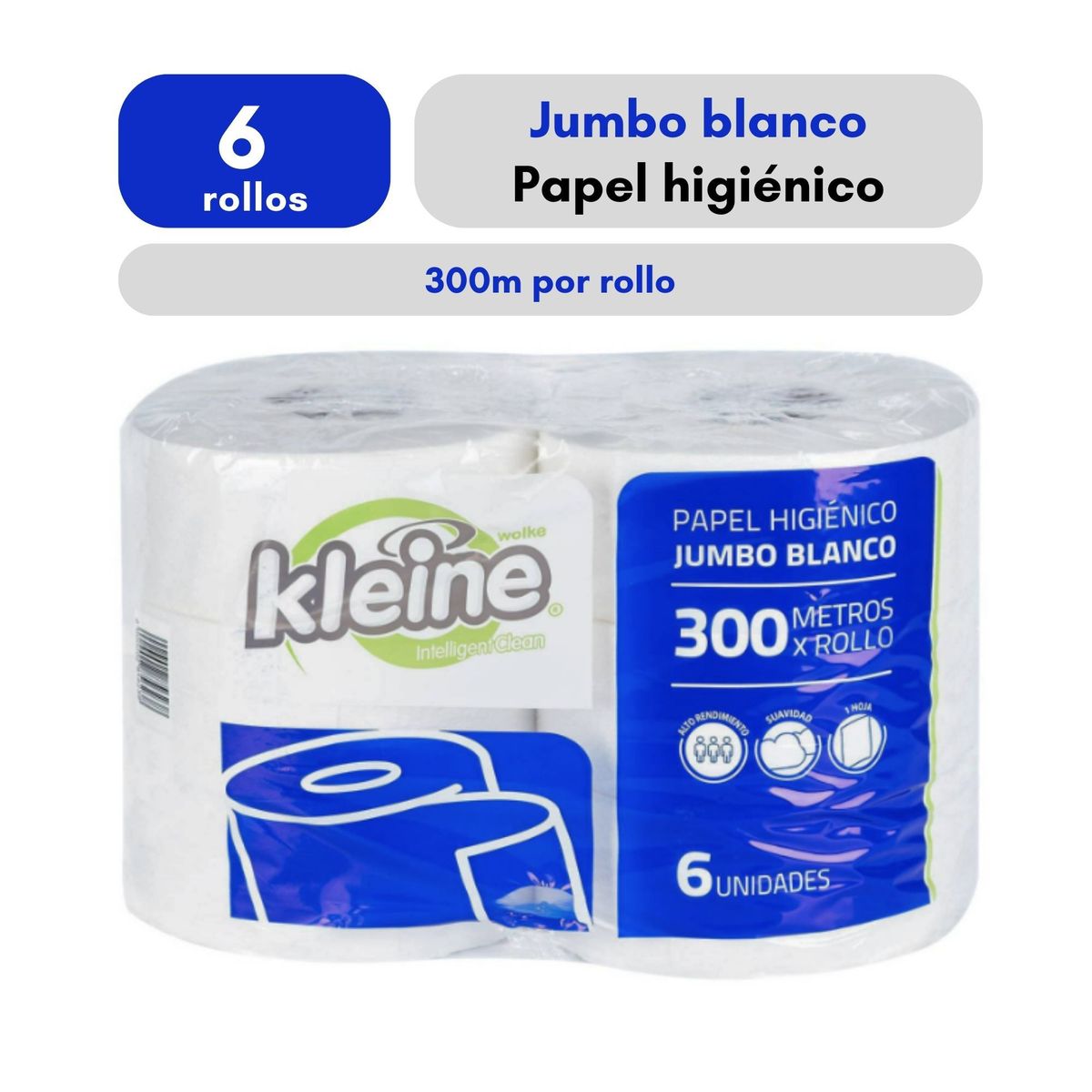 KLEINE WOLKE - Papel Higiénico Jumbo Kleine X6 Rollos 300M