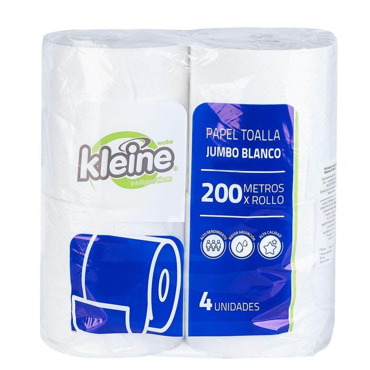 KLEINE WOLKE - Papel Toalla Blanco Kleine 4 Rollos 200M