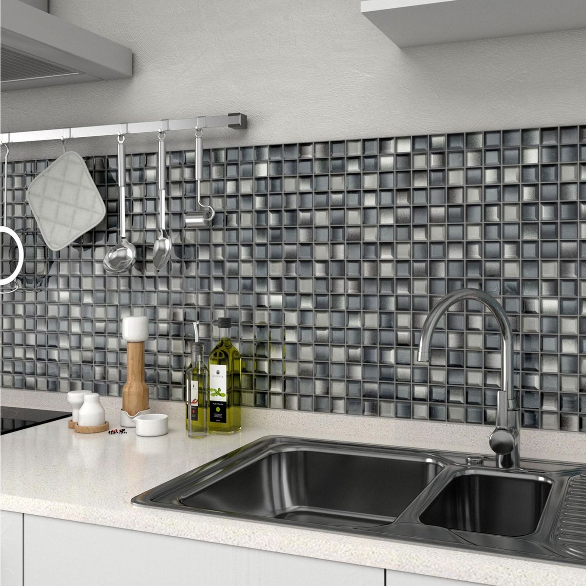 INTERMATEX - Malla de Vidrio Plata 30x30cm - Venta por unidad