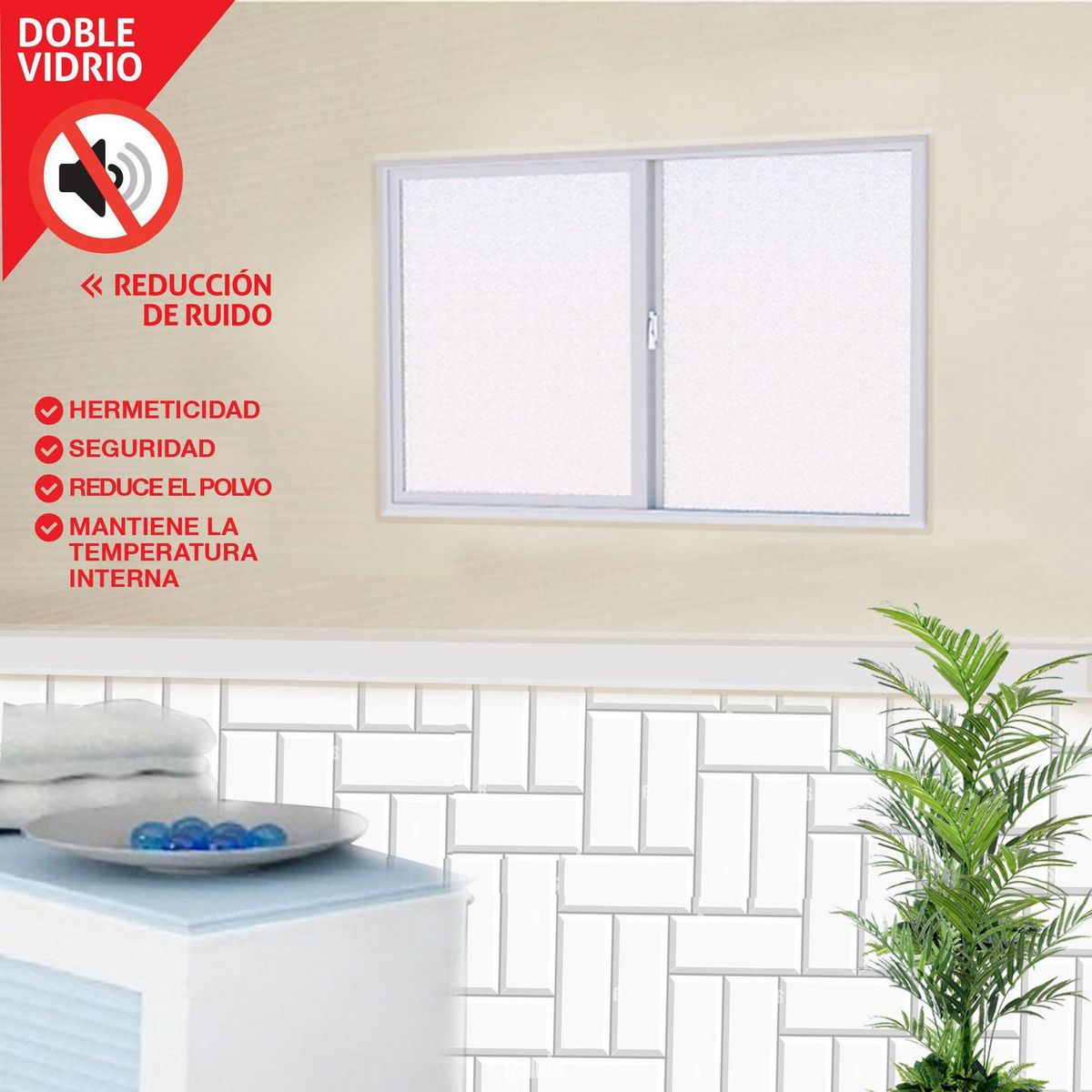 WINTEC - Ventana de PVC Termopanel 70x50cm