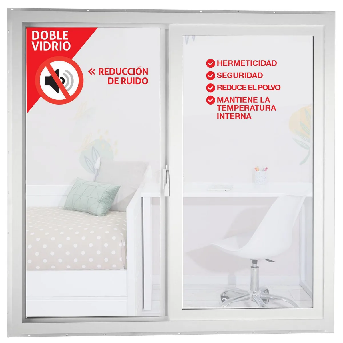 WINTEC - Ventana de PVC Termopanel 100x100cm