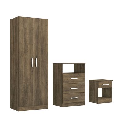 Ropero 2 puertas + Cmoda 3 cajones + Velador 