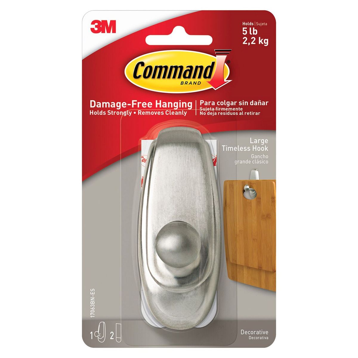 3M - Gancho Command 3M Clásico de Níquel Pulido Grande