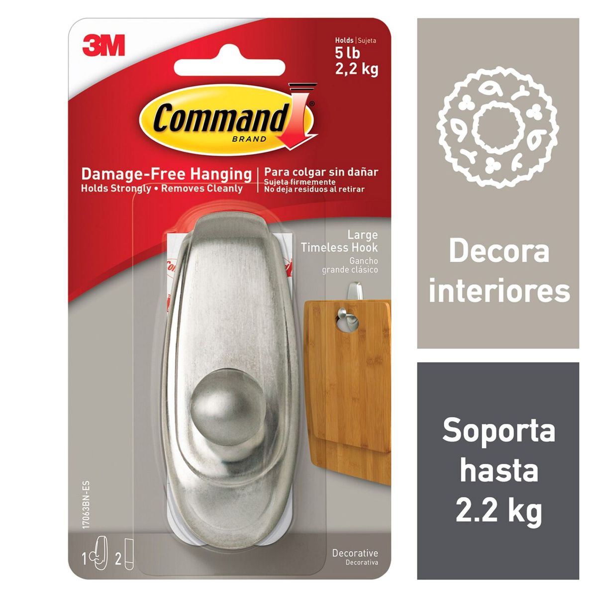 3M - Gancho Command 3M Clásico de Níquel Pulido Grande