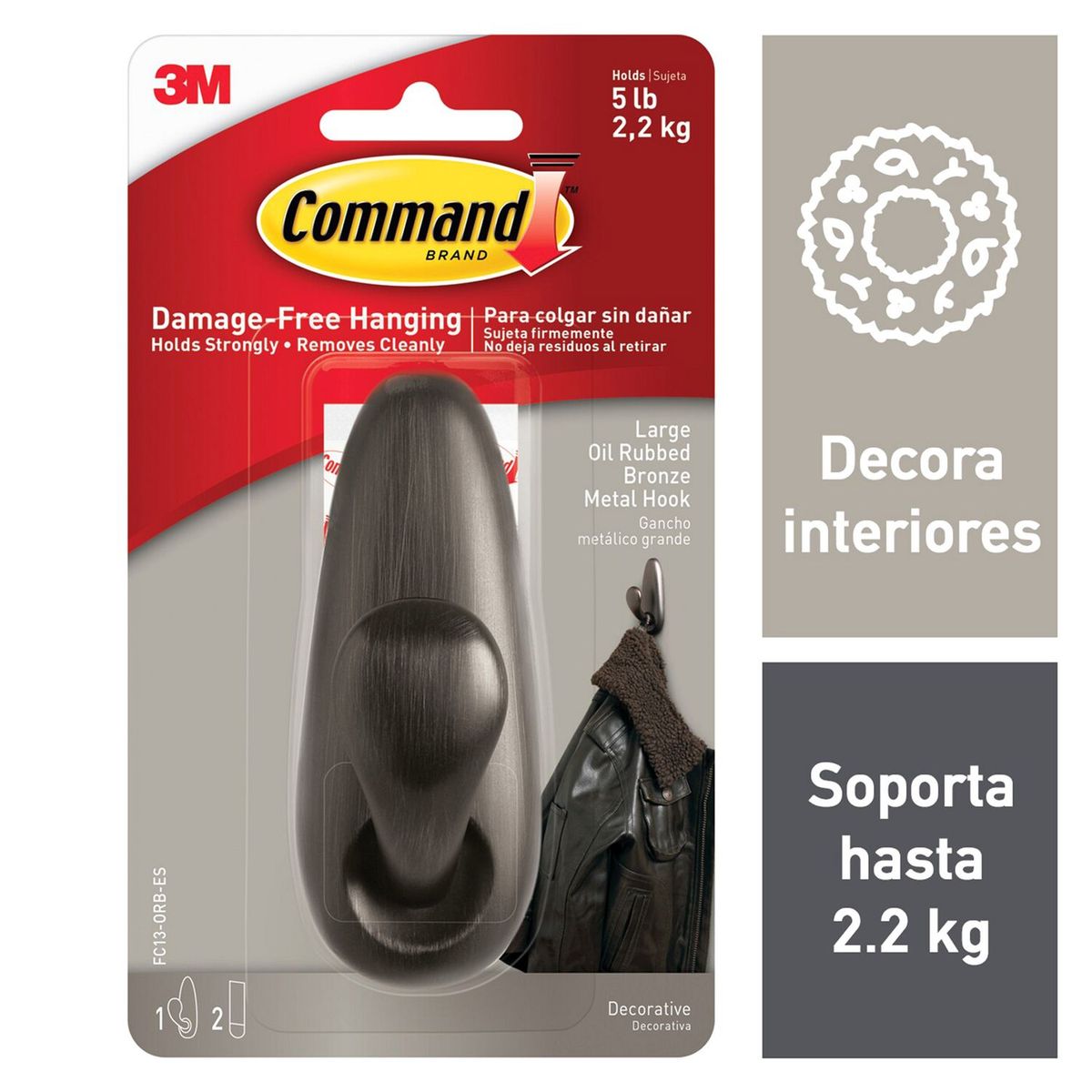 3M - Gancho Command 3M Clásico Metálico Grande