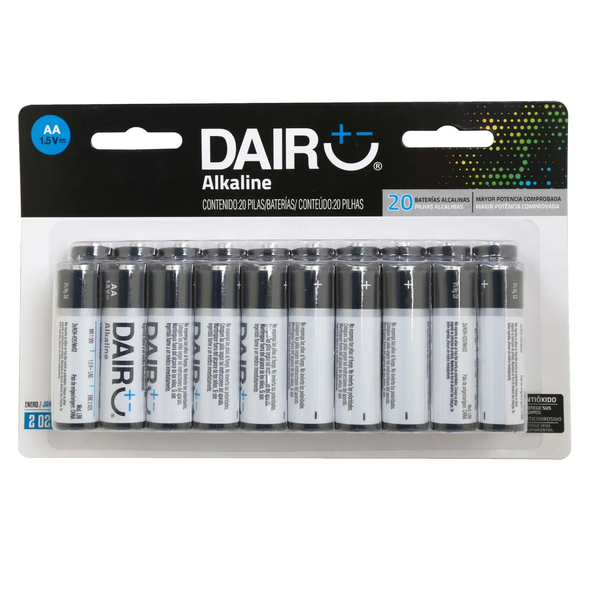 DAIRU - Pack de 20 Pilas Alcalinas Dairu AA 1.2V