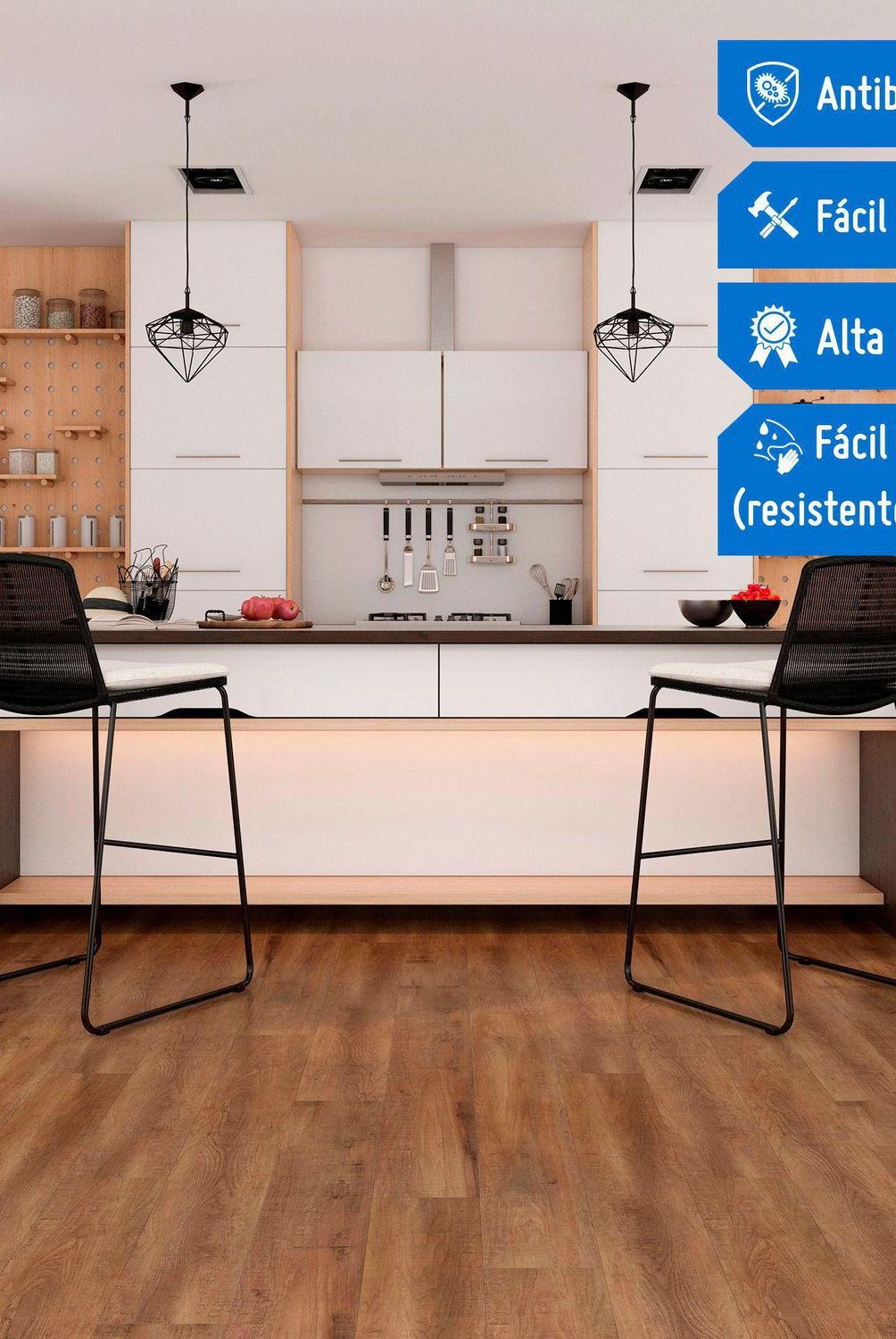 HOLZTEK - Piso SPC Hickory Marrón 4mm 124x18cm 2.2m2