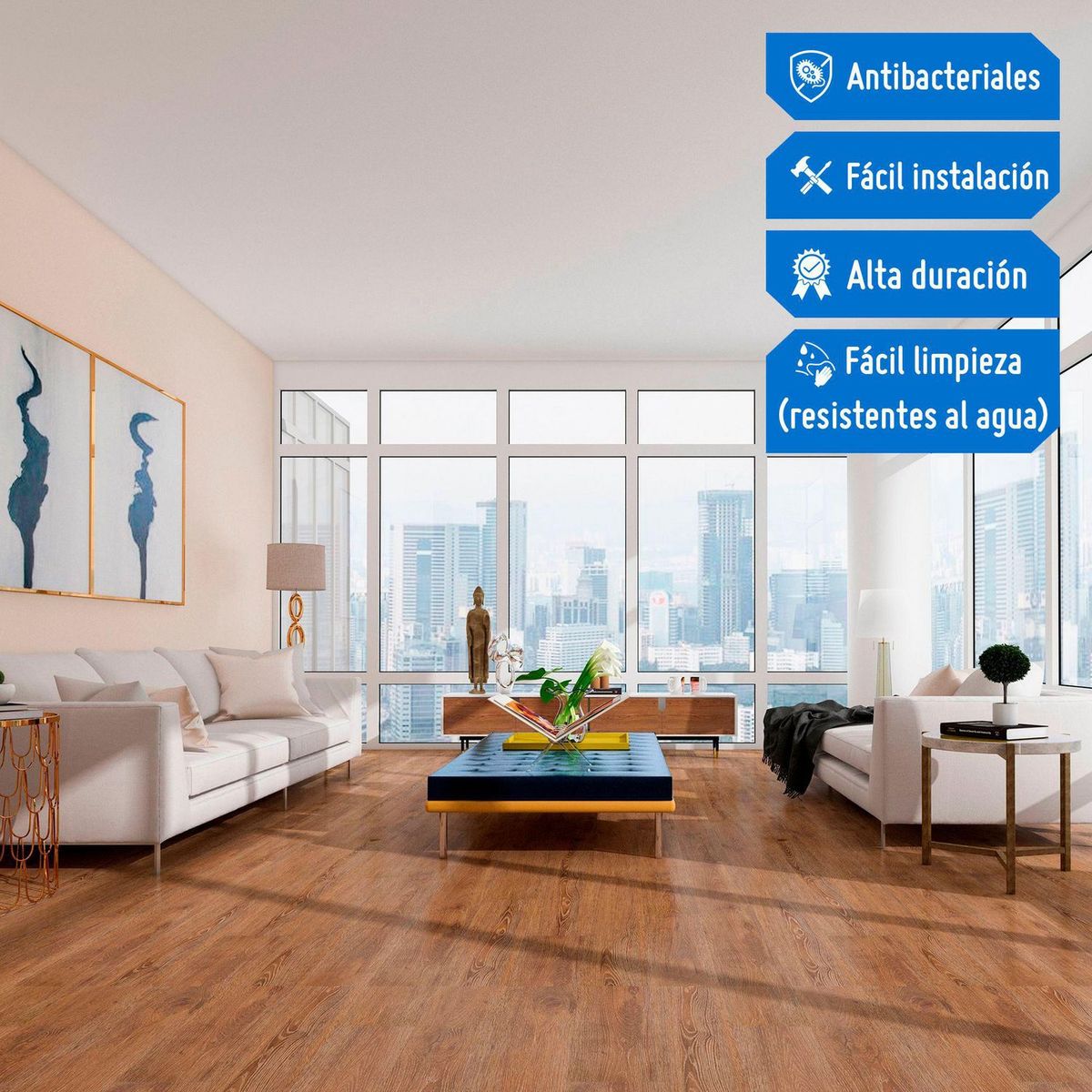 HOLZTEK - Piso SPC Oak Marrón 4mm 124x18cm 2.2m2