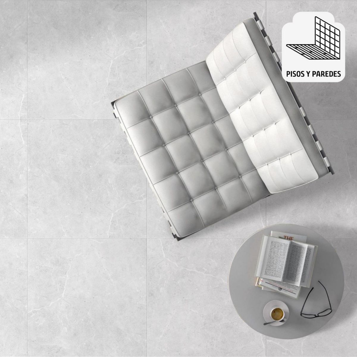 HOLZTEK - Porcelanato Gris Marmolizado 60X60cm 1.44m2 Turín Gris