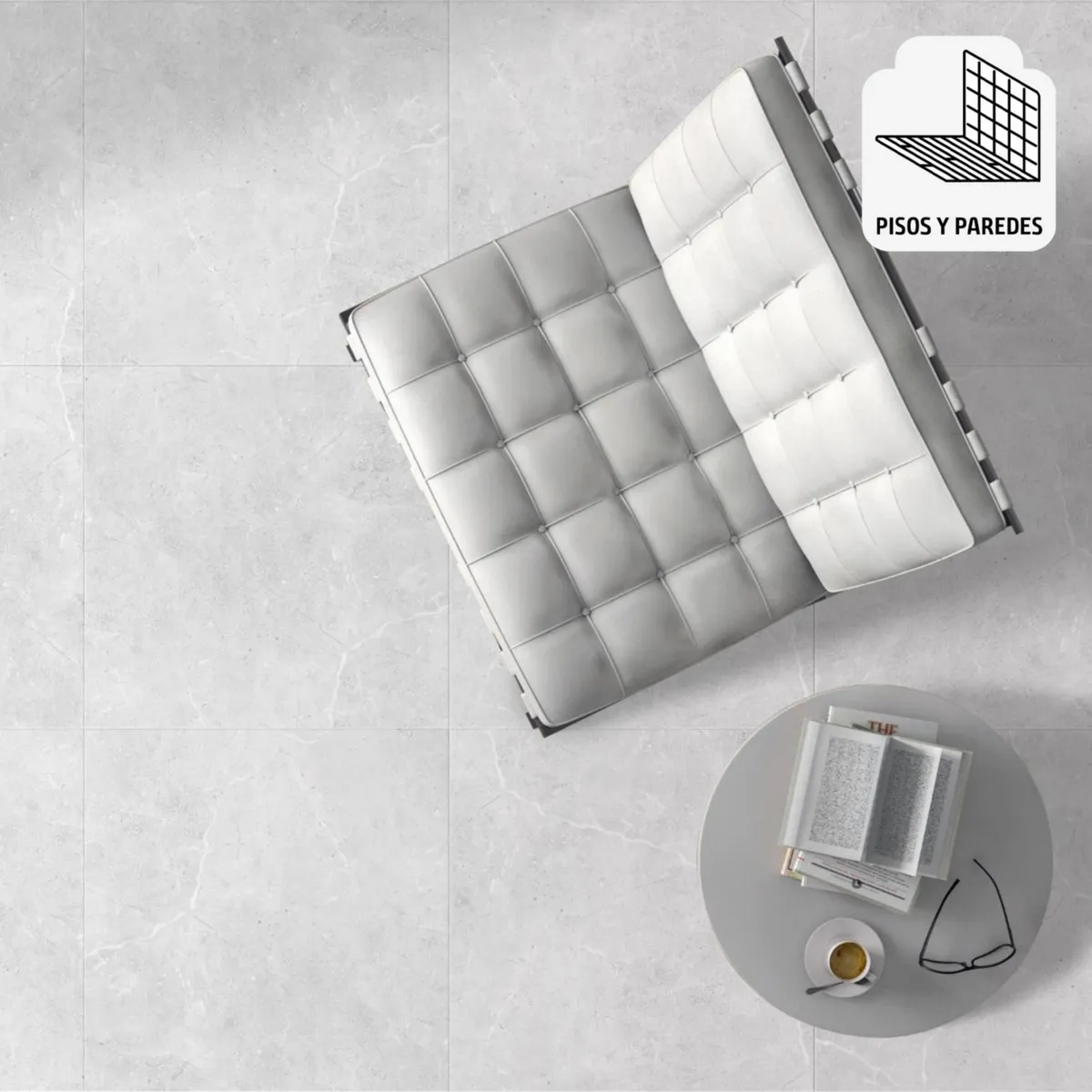 HOLZTEK - Porcelanato Gris Marmolizado 60X60cm 1.44m2 Turín Gris