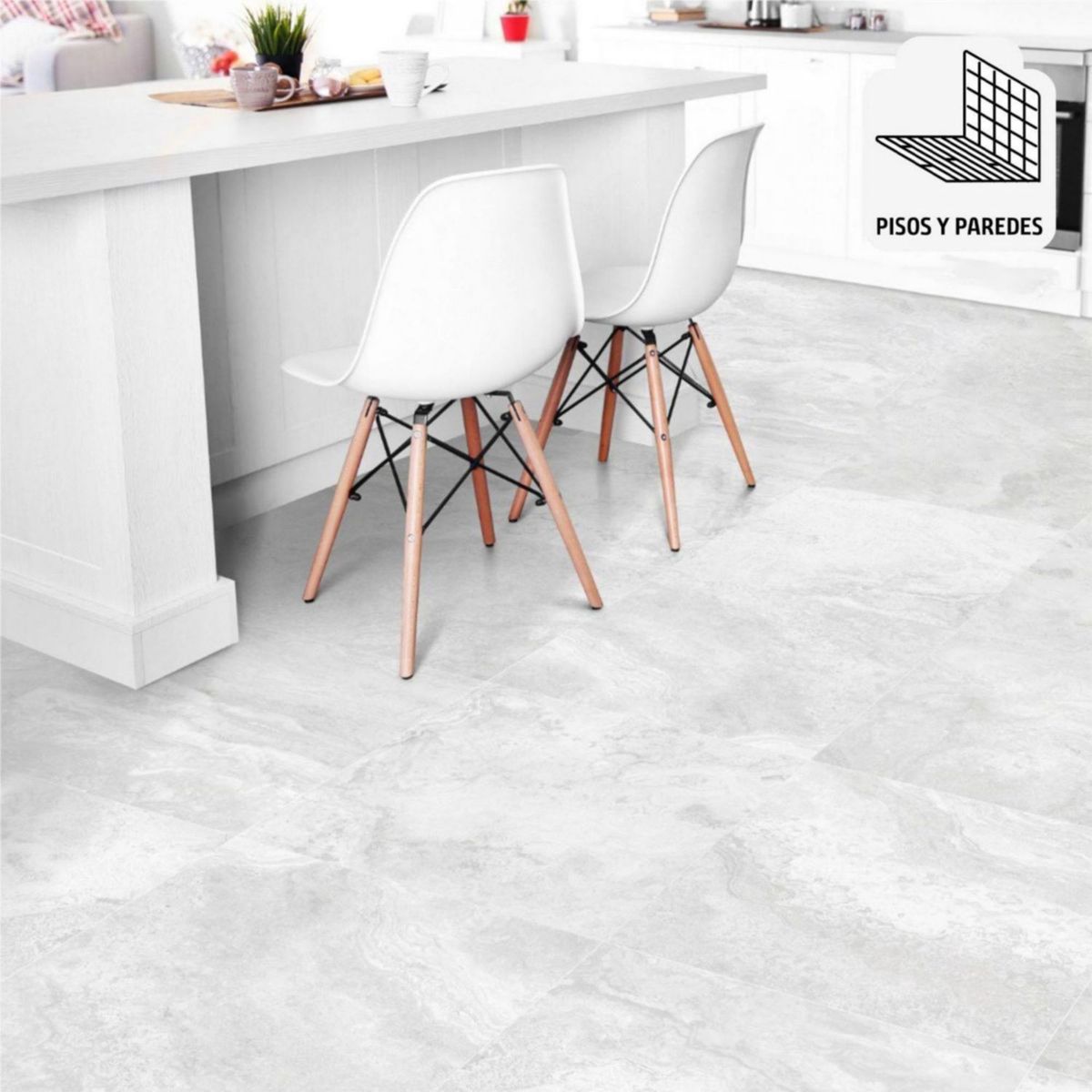 HOLZTEK - Porcelanato Gris Marmolizado 60X60cm 1.44m2 Bari