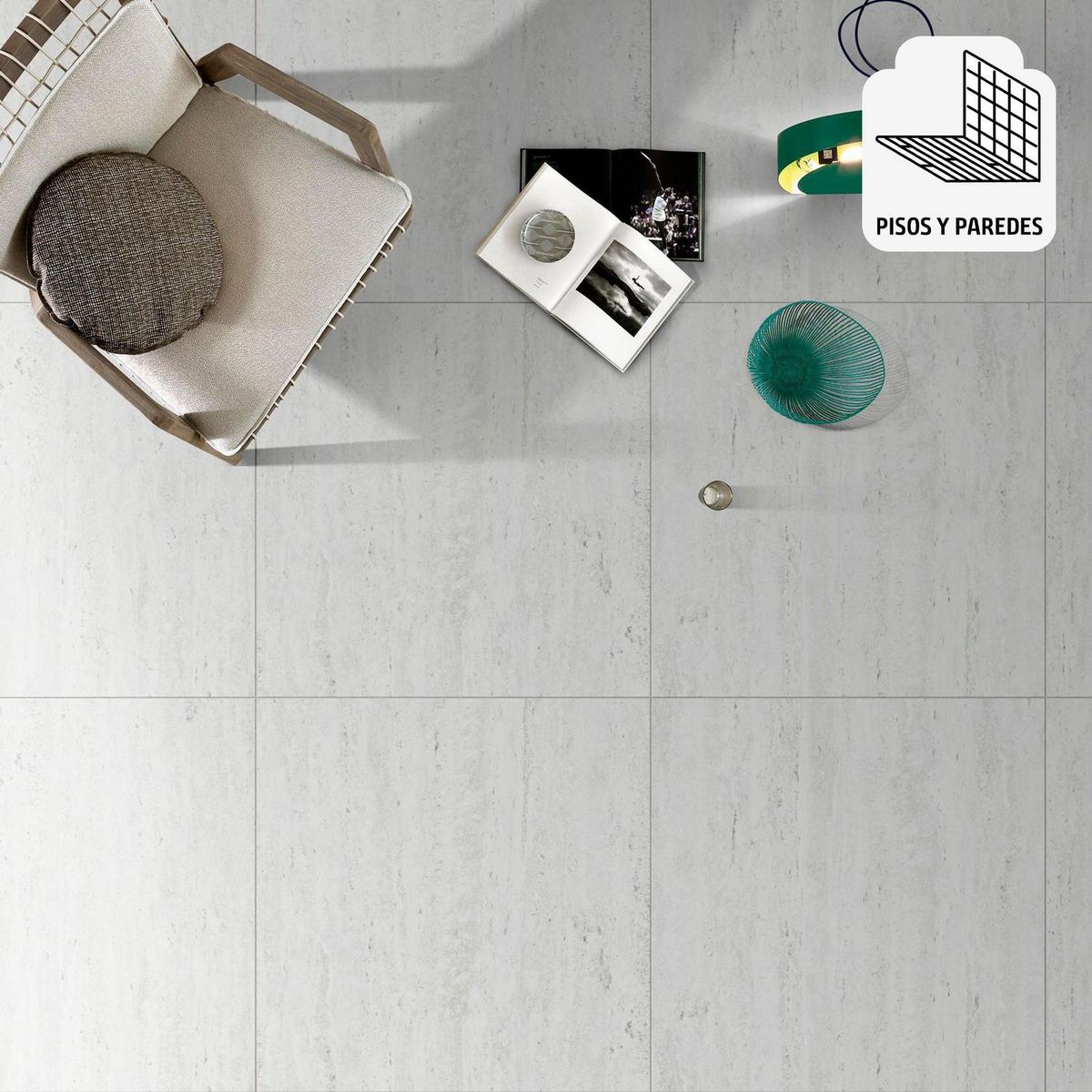 HOLZTEK - Porcelanato Blanco Cementicio 60x60cm 1.44m2