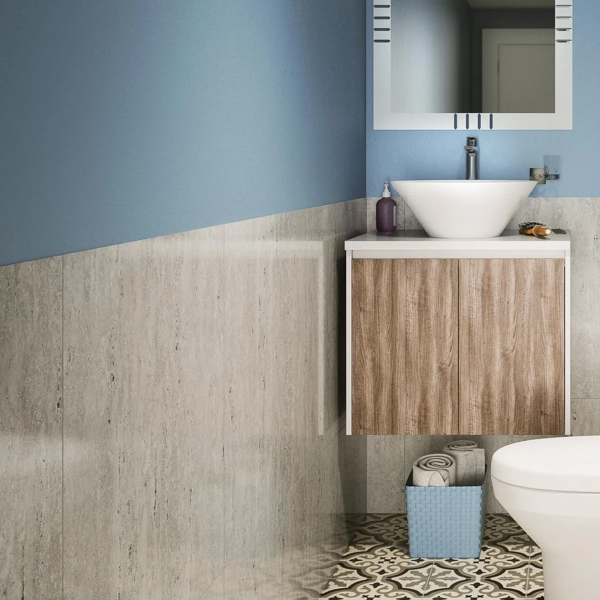 HOLZTEK - Porcelanato Blanco Cementicio 60x60cm 1.44m2
