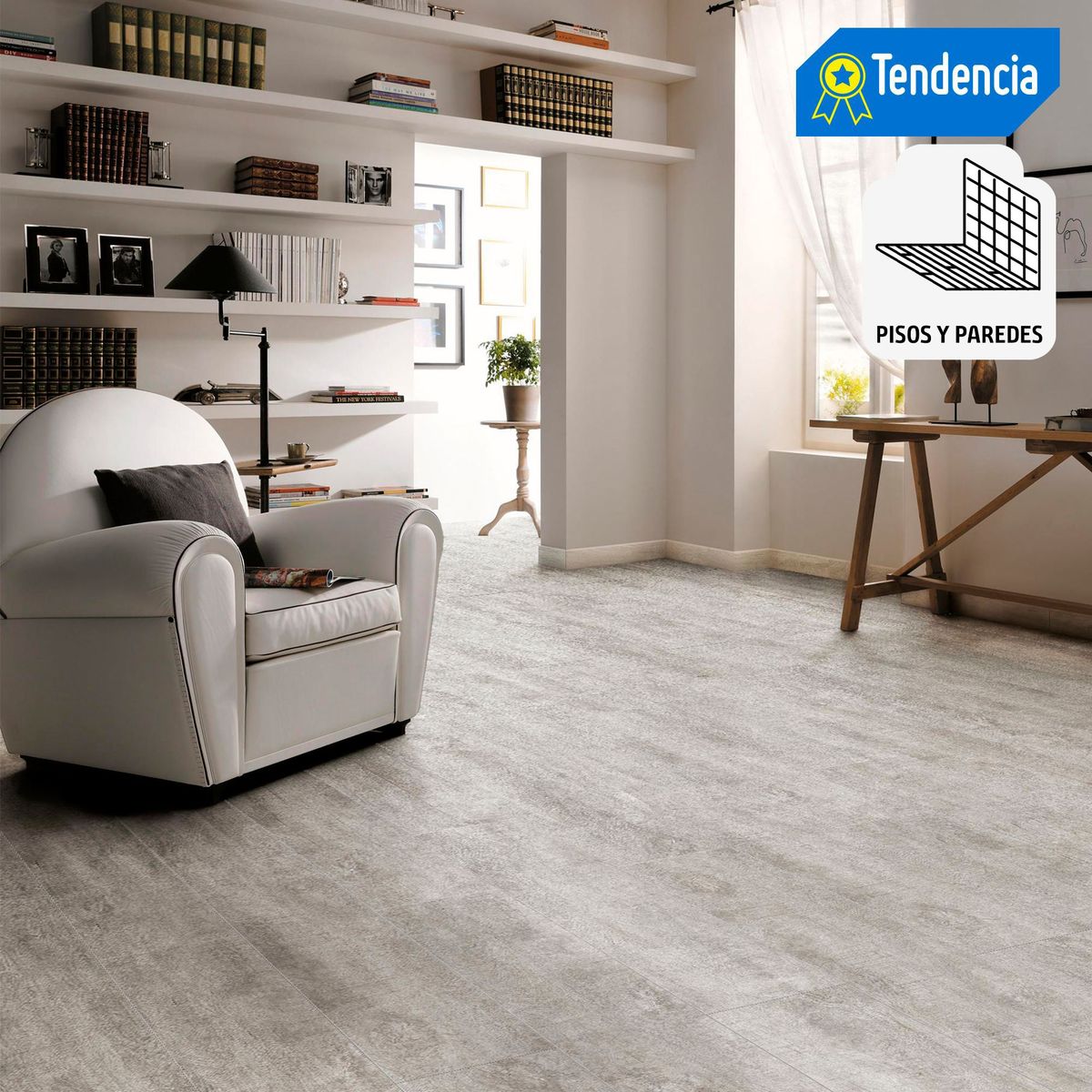 HOLZTEK - Porcelanato Gris 20x120cm 0.96m2 Maderado Brillante Moire