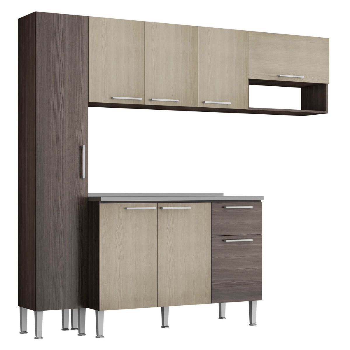  - Cocina Pietra 225x52x200cm + Lavadero 2 Pozas con Escurridero Viena 120x50cm