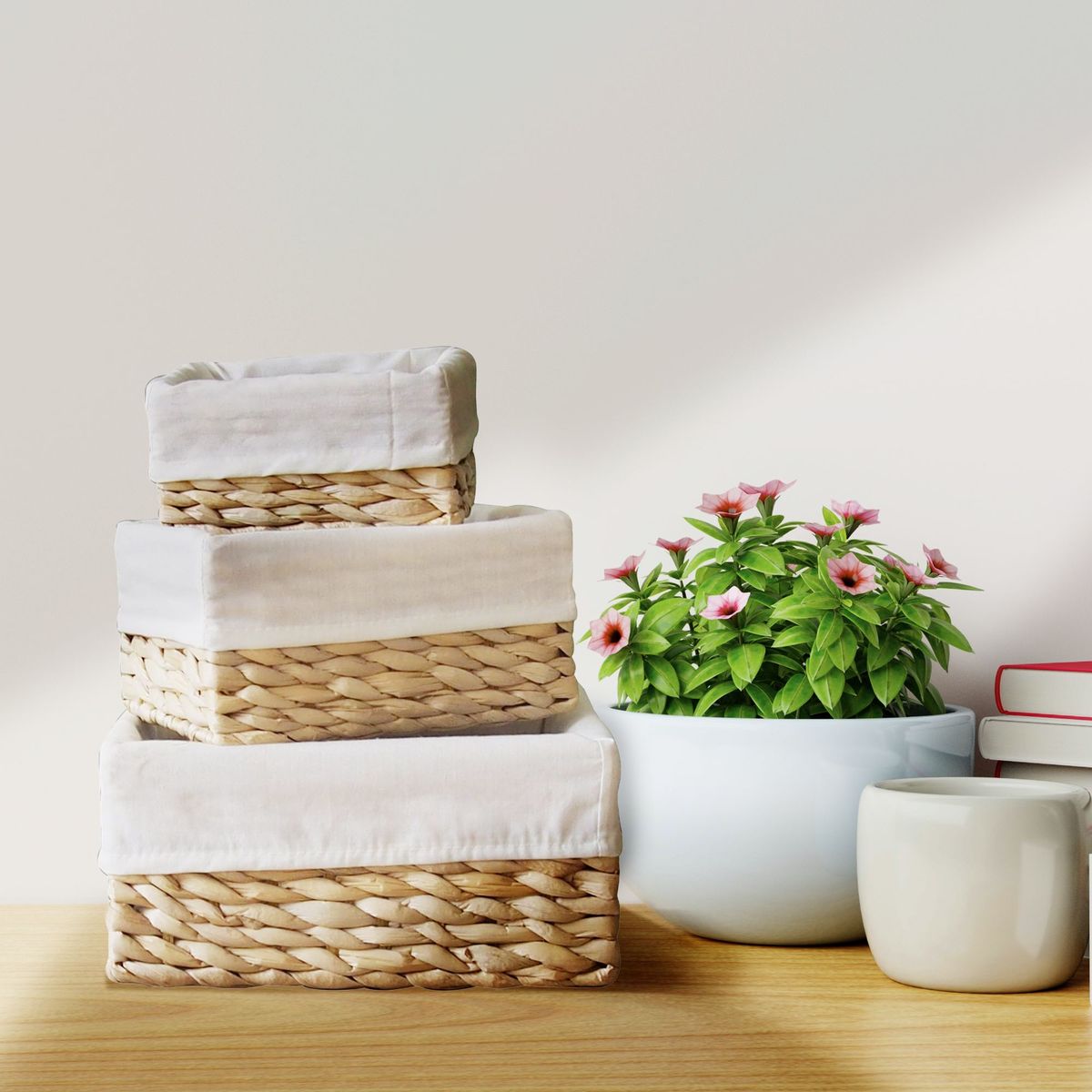 JUST HOME COLLECTION - Set x3 Canastos Nature 26x19.5x12.5 cm Café