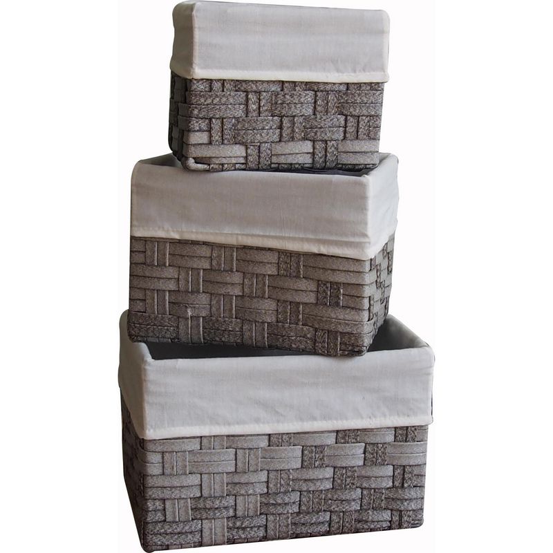JUST HOME COLLECTION - Set x3 Canastos Rattan y Tela