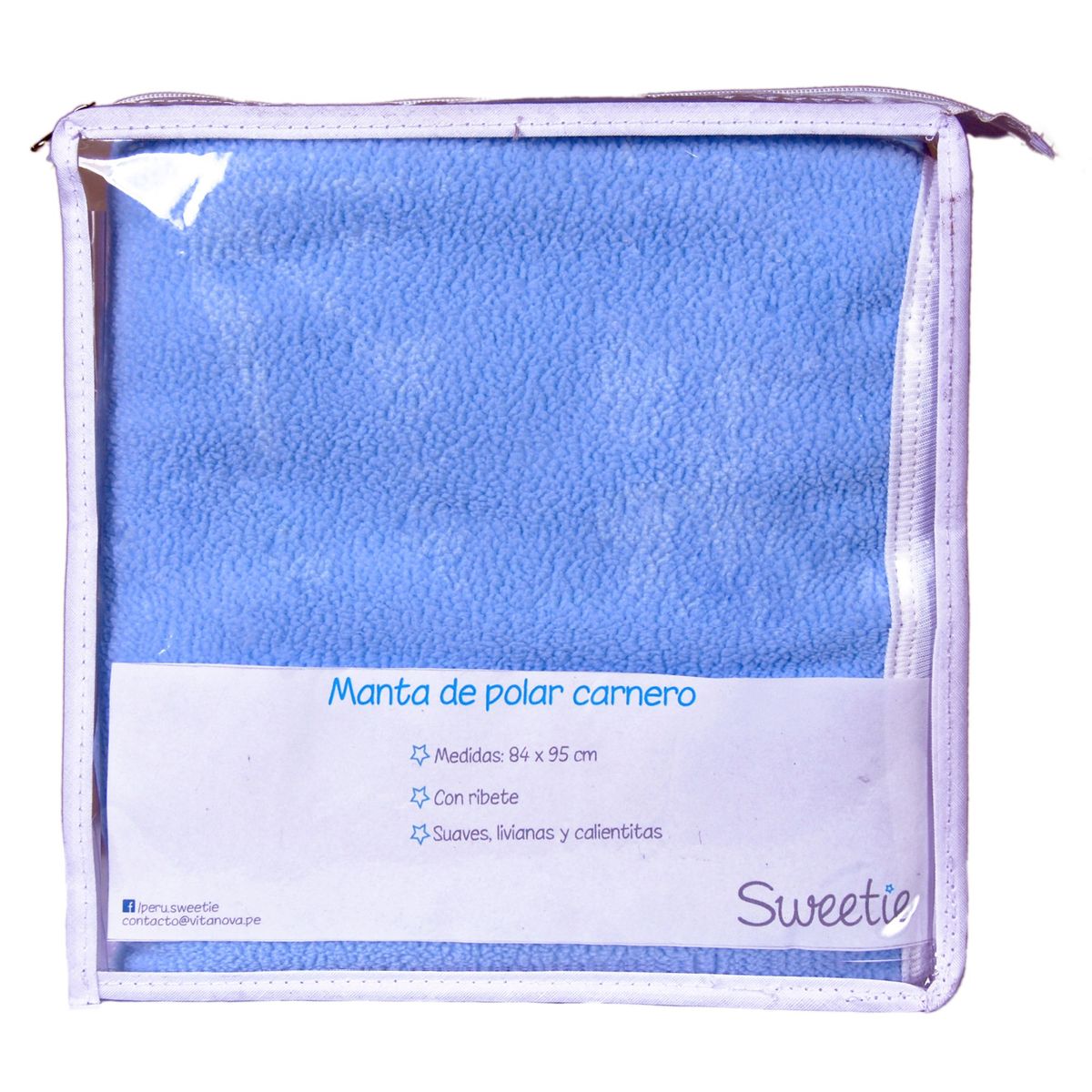 SWEETIE - Manta Polar Carnero Celeste 95x84cm