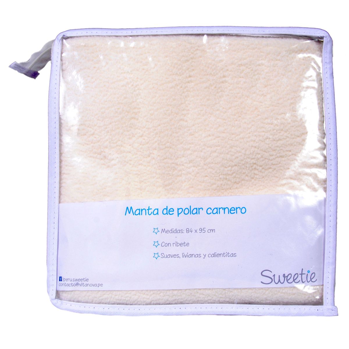 SWEETIE - Manta Polar Carnero Crema 95x84cm