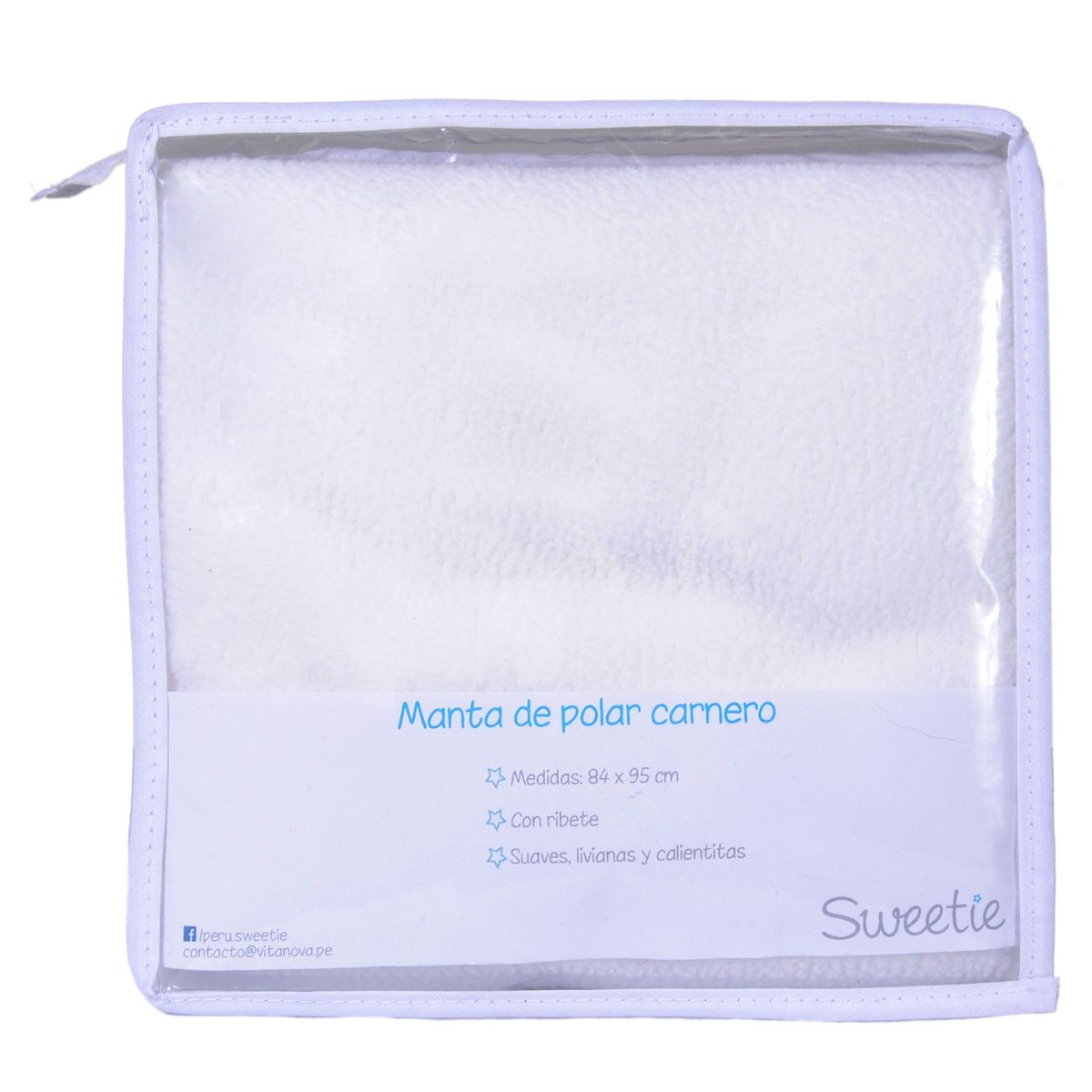 SWEETIE - Manta Polar Carnero Blanco 95x84cm