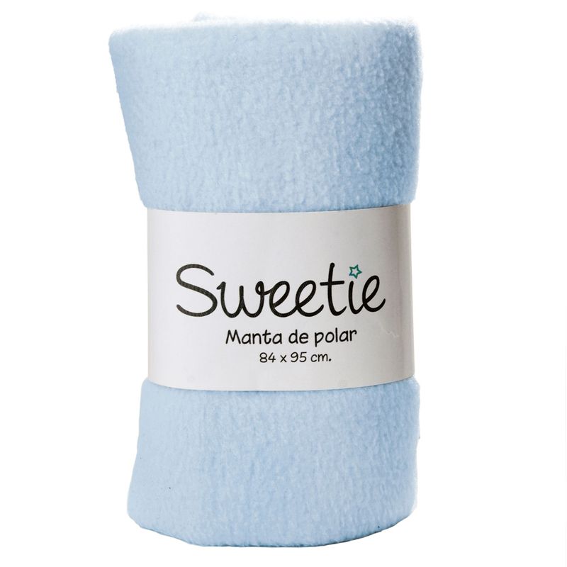 SWEETIE - Manta Polar Remallada Celeste 95x84cm