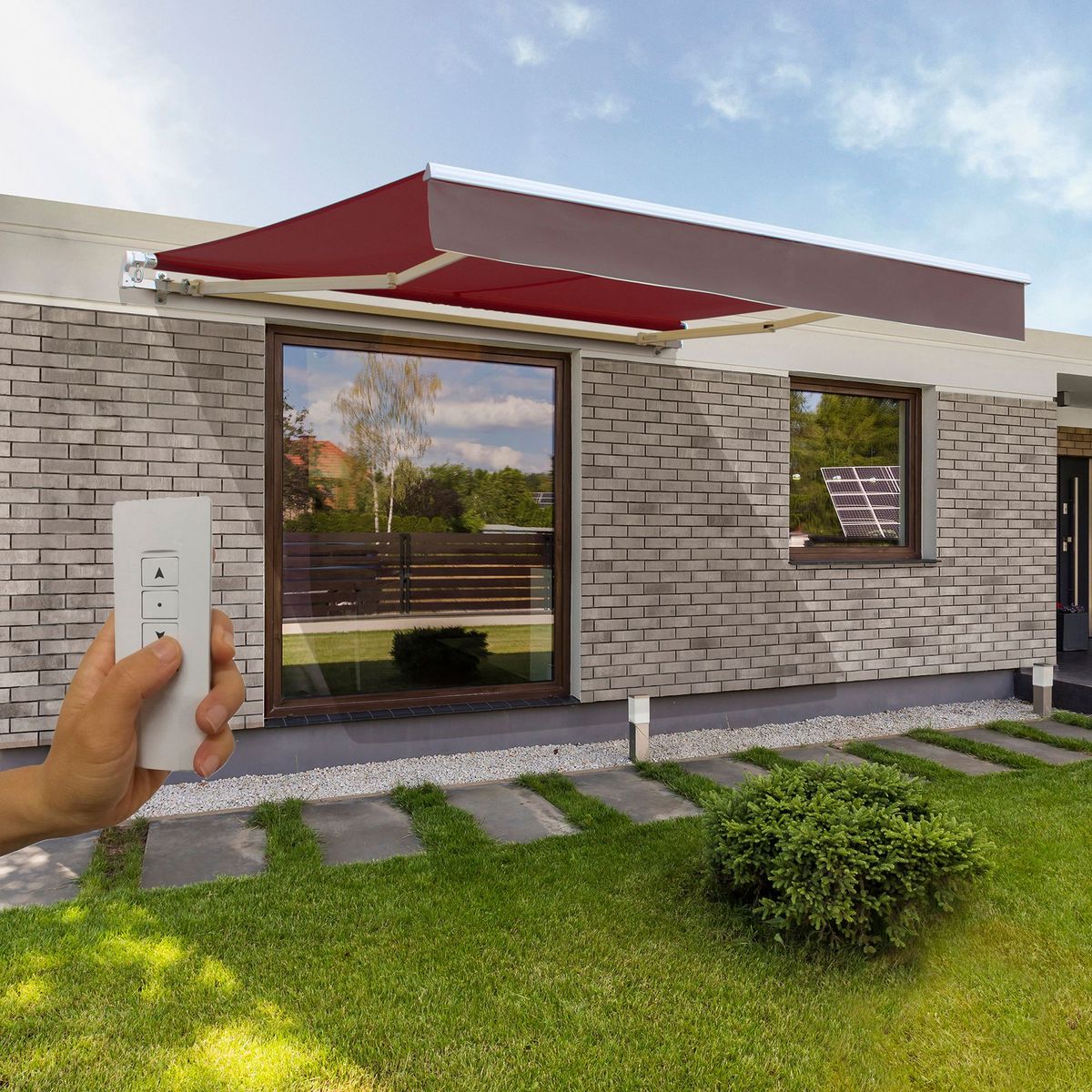 HOGGAN - Toldo Retráctil A Control Remoto 3.95 x 2.5m Marrón