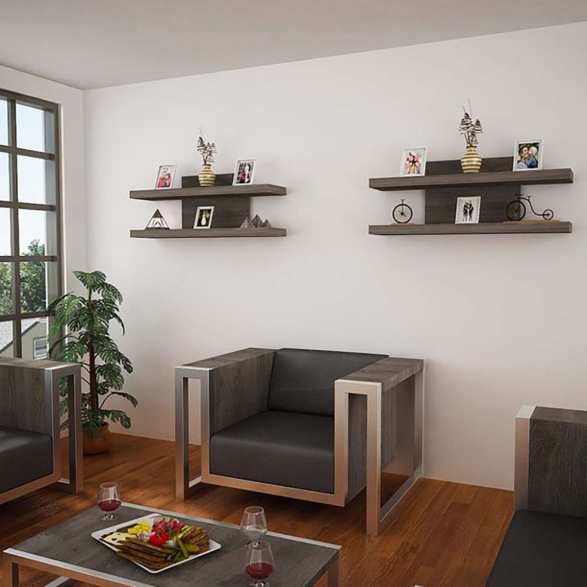 MUEBLES GAUDI - Repisa Flotante Melamina Marrón 40x60x20cm